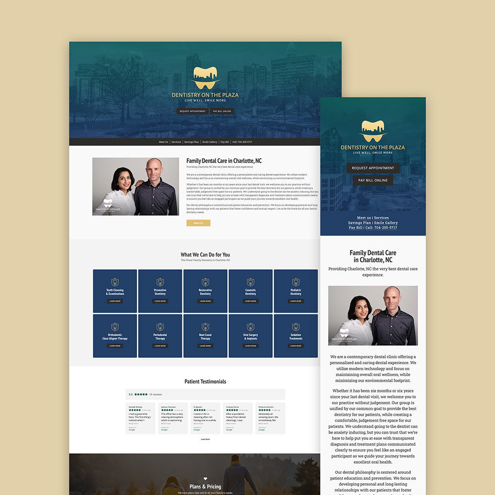 Dentistry on The Plaza web design by 73CREATIV